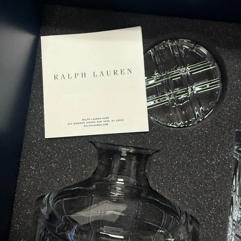 Ralph Lauren Hudson Crystal Decanter and Glass Set